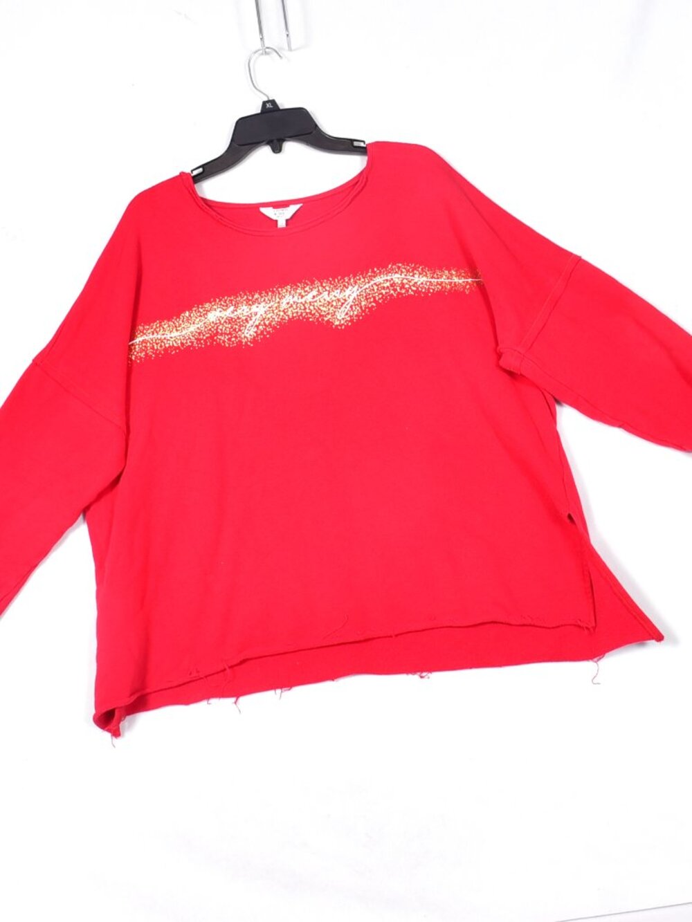 Crown & Ivy Curvy Women's Raw Hem Christmas Sweatshirt Size 2X Merry Merry